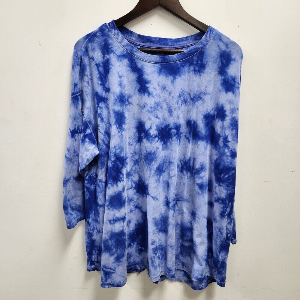 Calvin Klein Womens Athletic Top Size 2X Tie Die Hippie Gypsy Retro Athaleisure